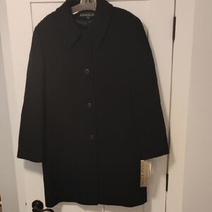 Anne Klein Classic Long Wool Black Coat